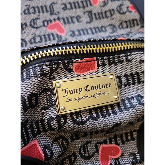 JUICY COUTURE Heart Gothic Status Backpack Grey & Black with Red & Pink Hearts - Picture 3 of 9